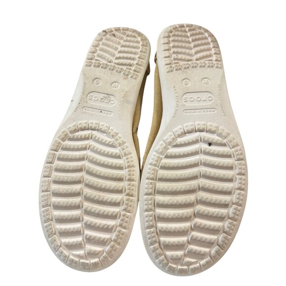 Women's Crocs Canvas Flats Tan Size 6 With Frayed Edges - Picture 7 of 9